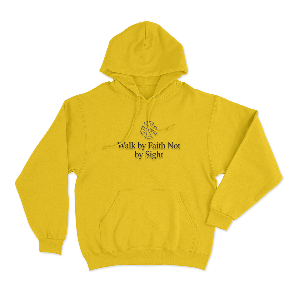 Walk By Faith Not By Sight Unisex Hoodie Yellow Walk By Faith Not By Sight Unisex Hoodie Yellow